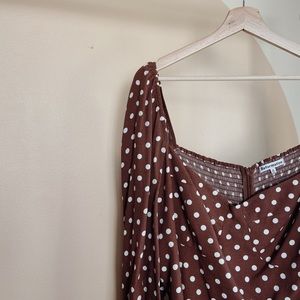REFORMATION MOCHI AU LAIT POLKA DOT MINI DRESS 18